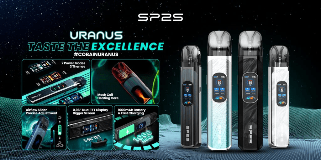 SP2S 天王星注油主機規格:30W功率、1000mAh電池、TFT彩屏 SP2S 天王星注油主機規格:30W功率、1000mAh電池、TFT彩屏